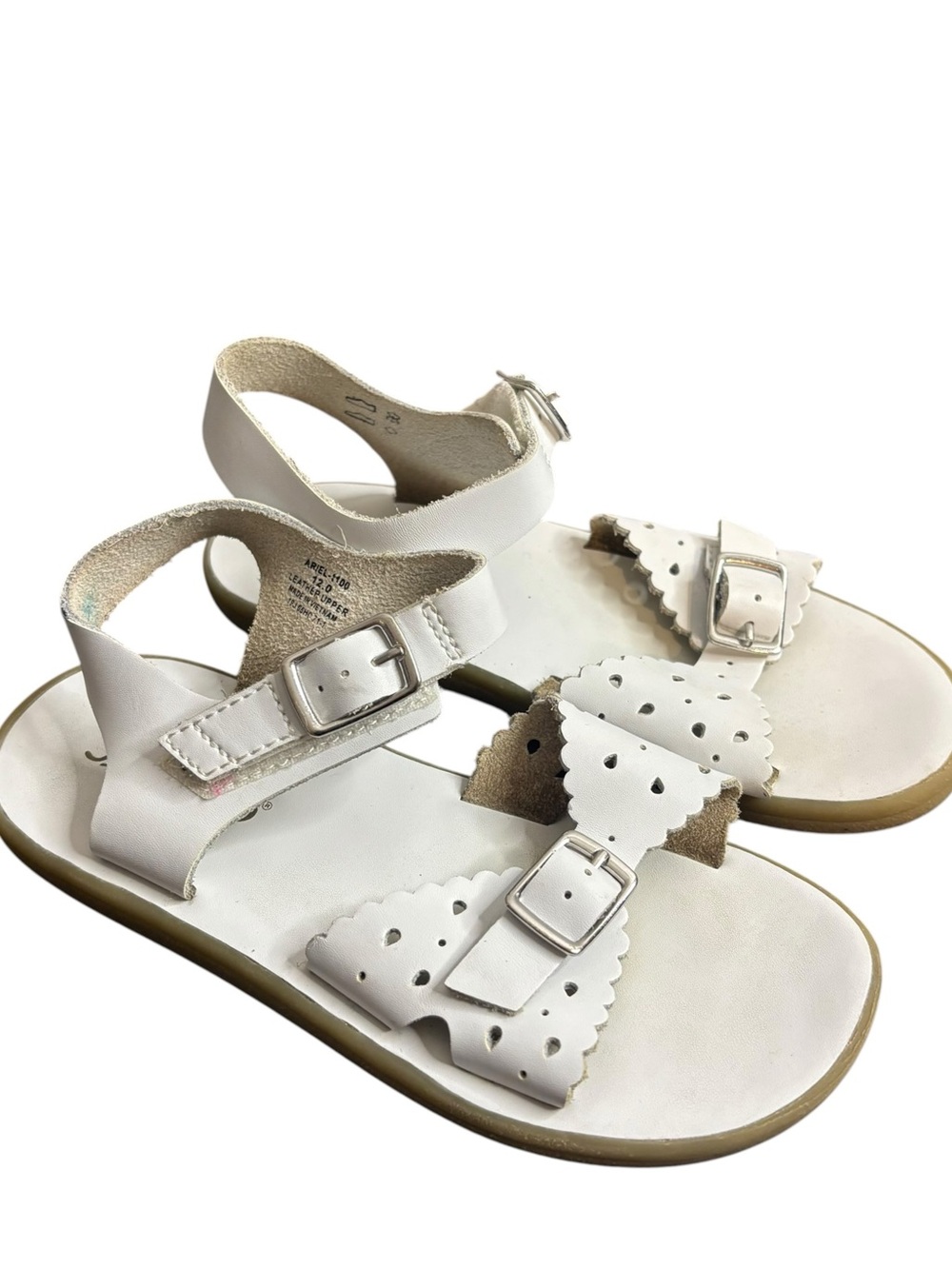 Footmates Ariel White Girls Sandal Leather Size 12 Summer.